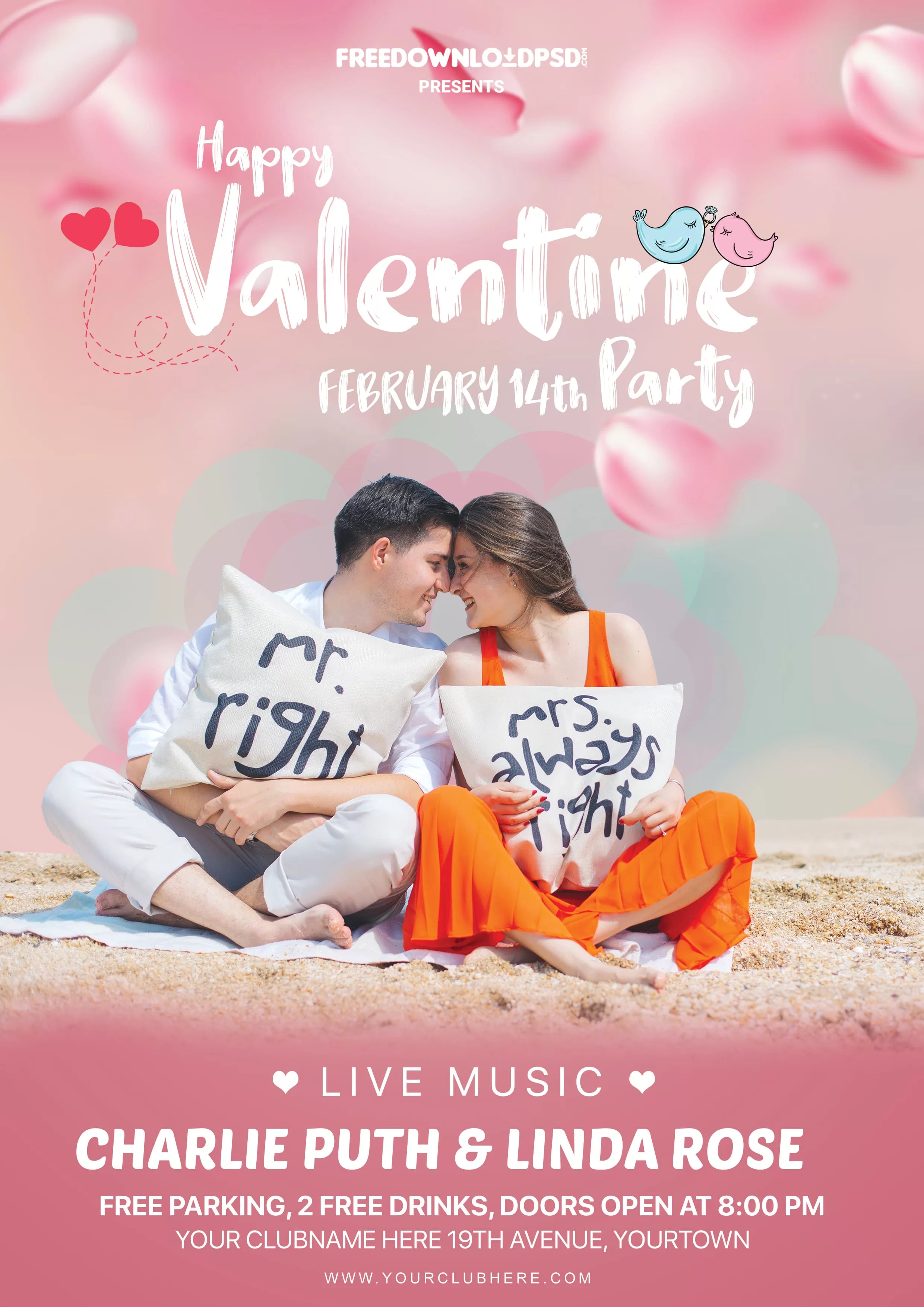 Valentine Day Party Flyer PSD Template