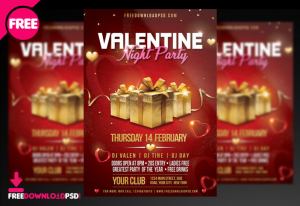 Valentine Night Party Flyer PSD Template