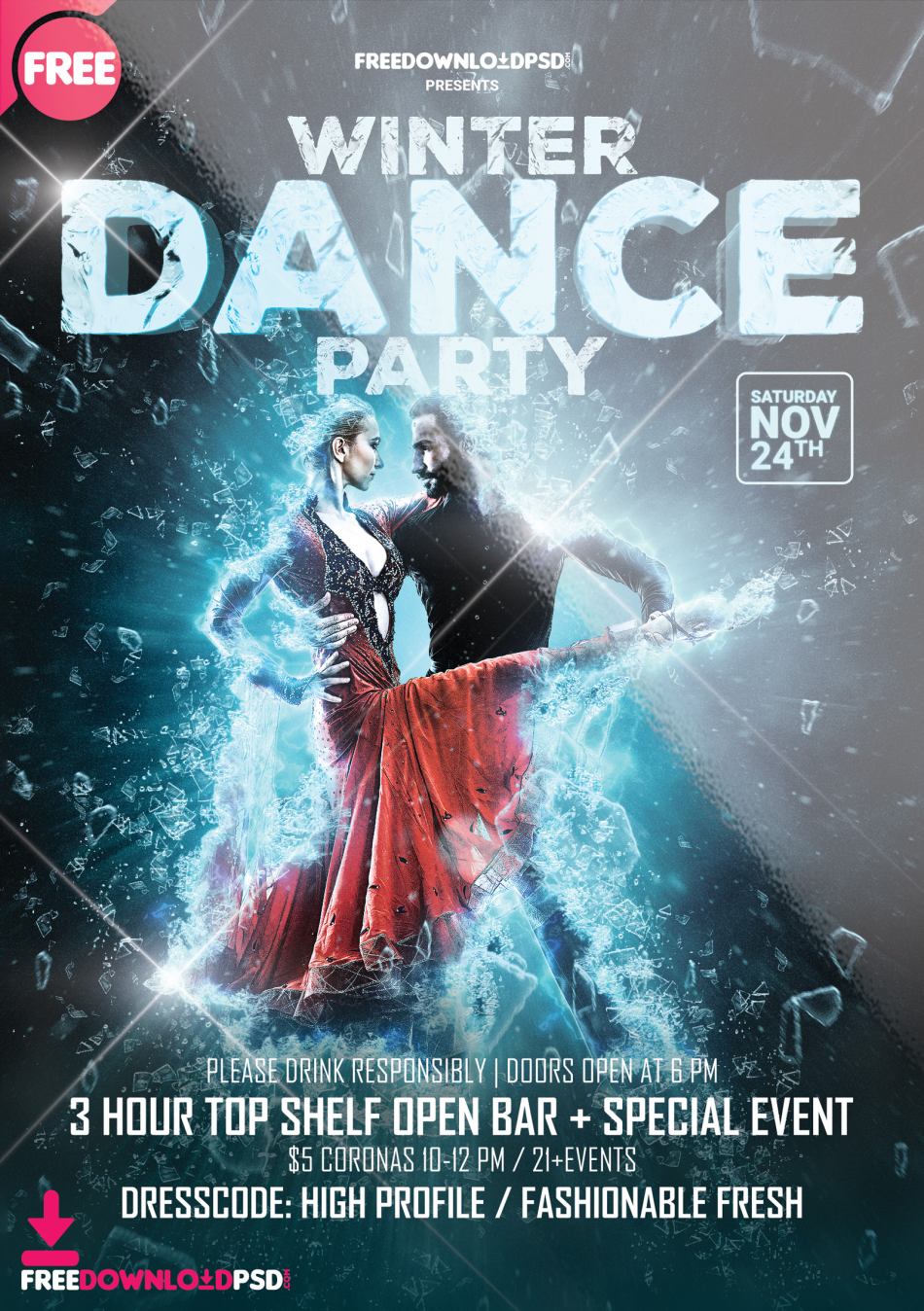 Winter Dance Party Template PSD PSDFlyer