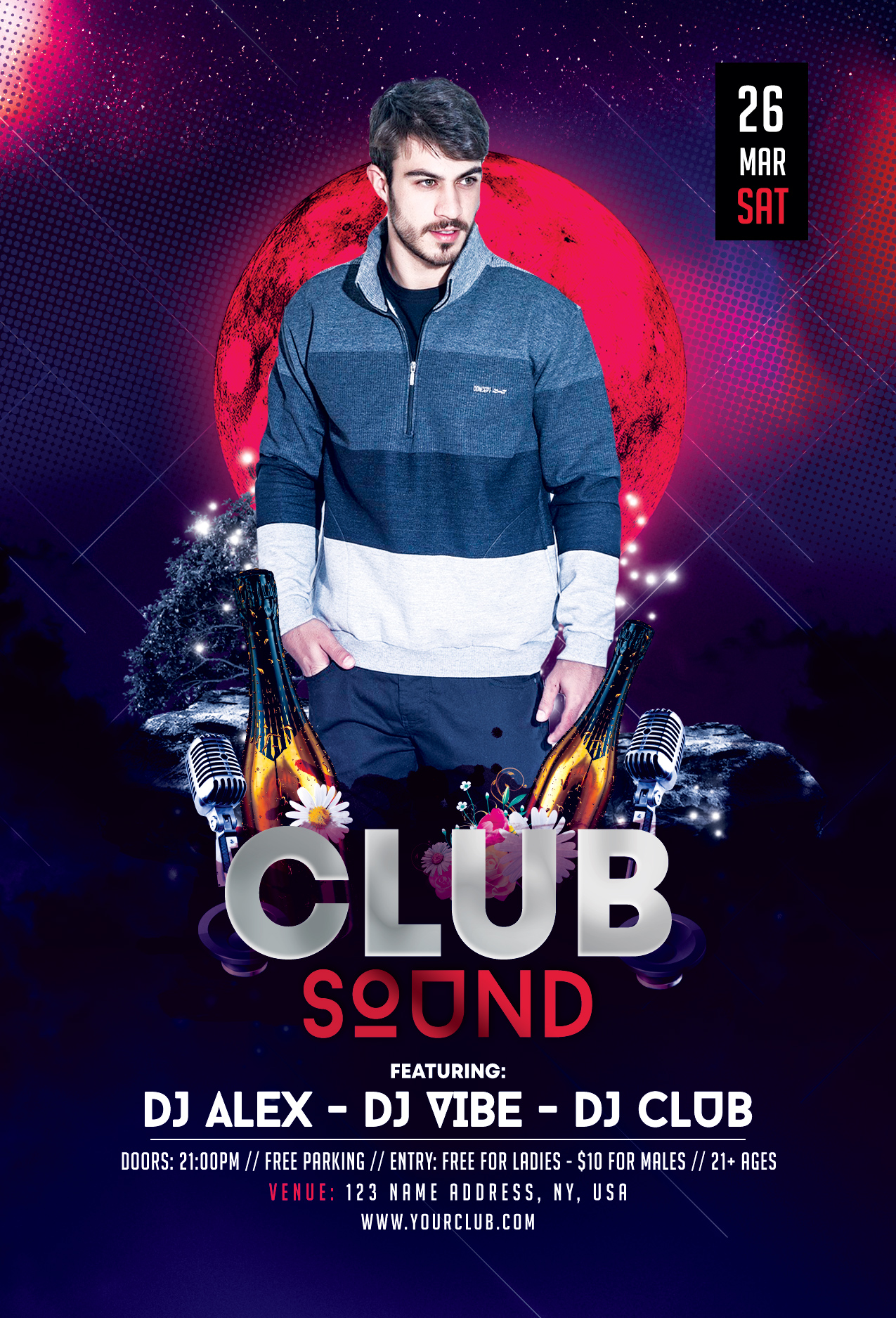 Club Music Sound Free Flyer Template