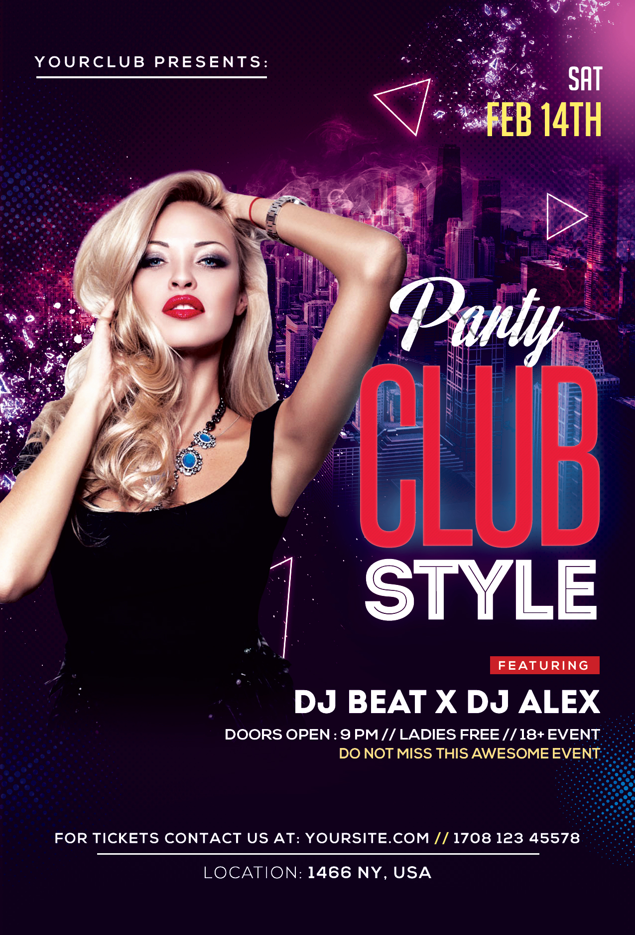 Club Style - Ladies Night Free PSD Flyer Template