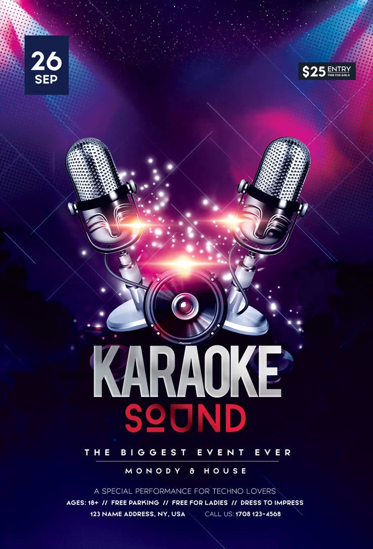 Karaoke Night PSD Free Flyer Template
