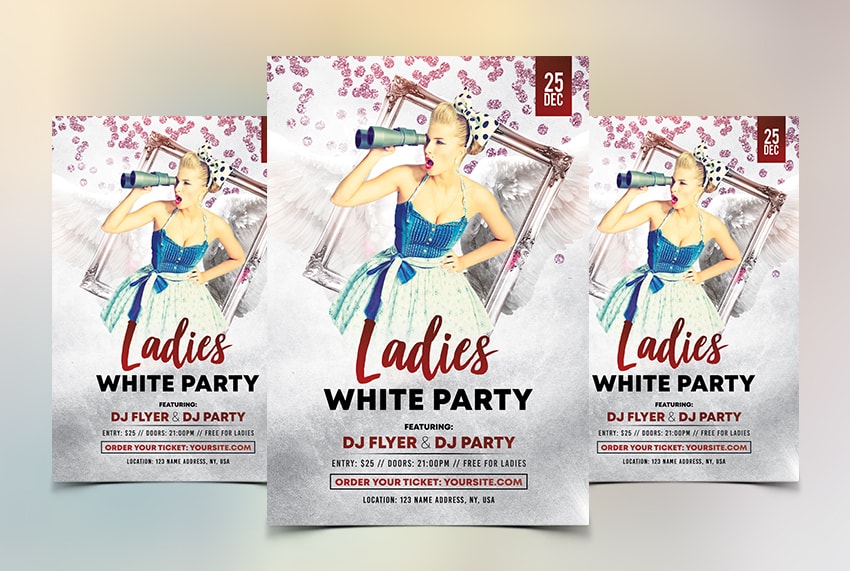 Ladies Party Free White PSD Flyer Template