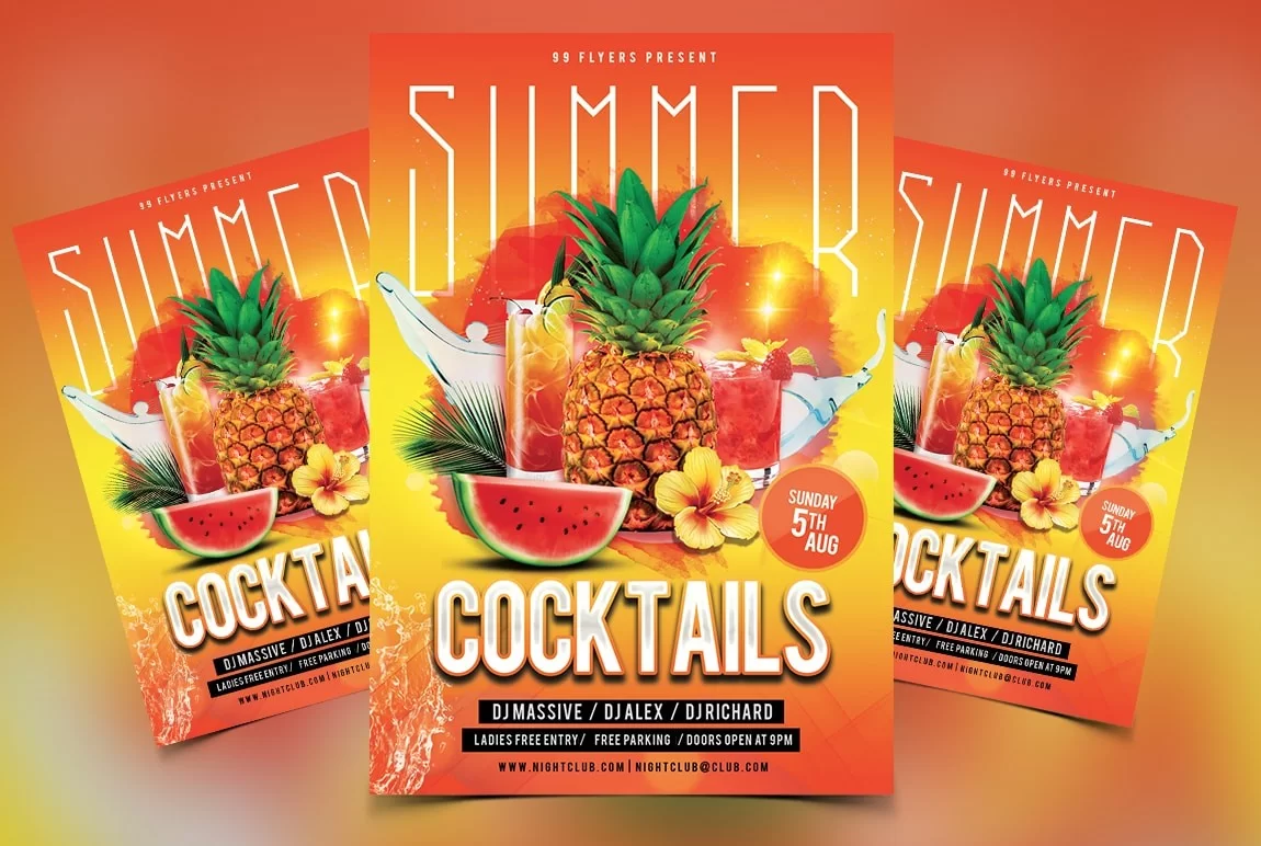 Summer Drinks Free PSD Flyer Template