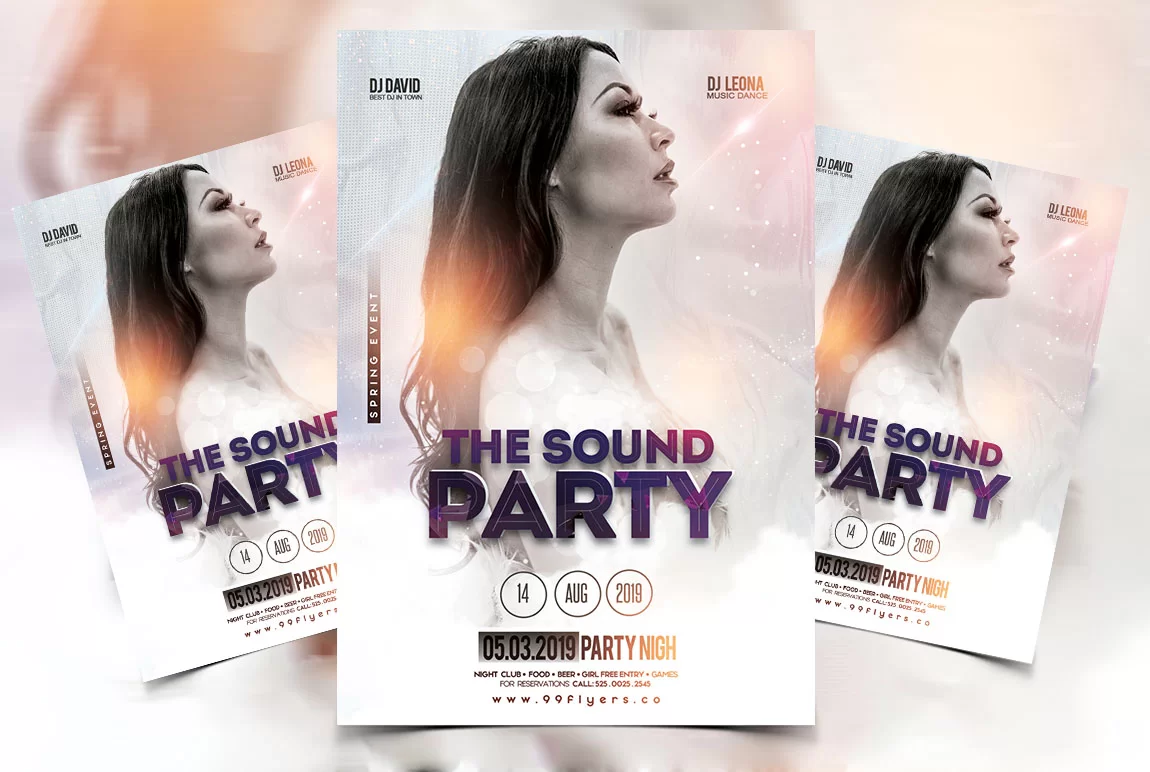 White Sound Free Party PSD Flyer Template