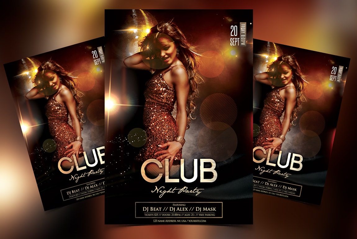 Club Night Party Free PSD Flyer Template