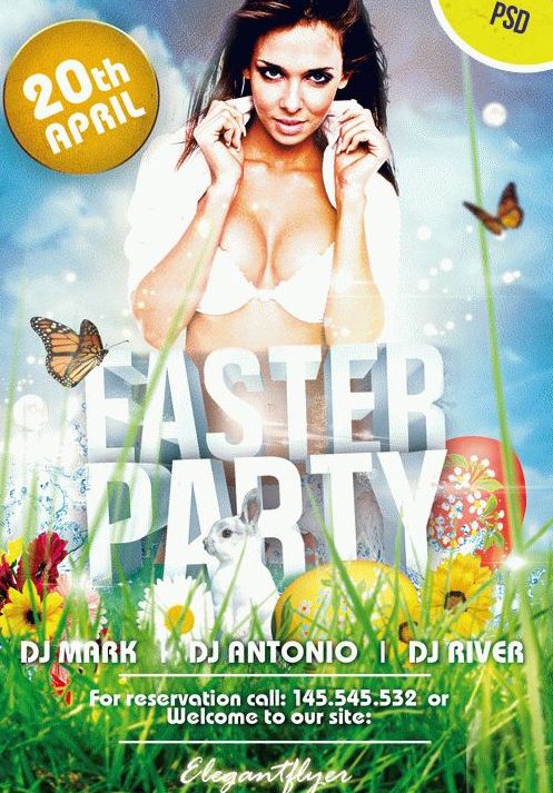 Easter Party PSD flyer Template for Free