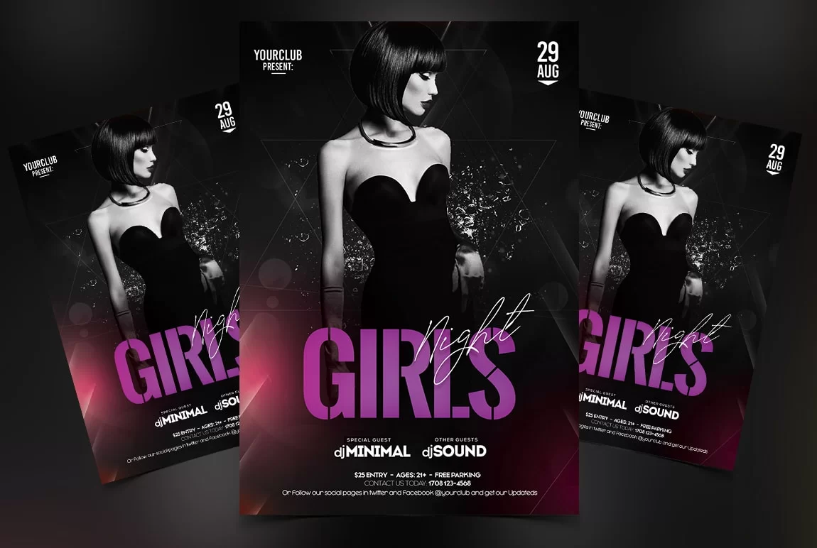 Girls Night Free PSD Flyer Template