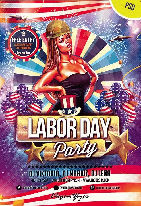 Labor Day – Club and Party Free Flyer PSD Template - PSDFlyer