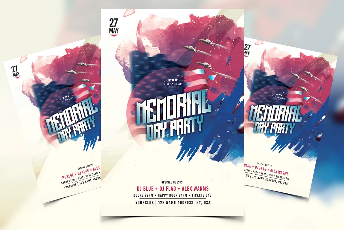 Memorial Day Party Free PSD Flyer Template