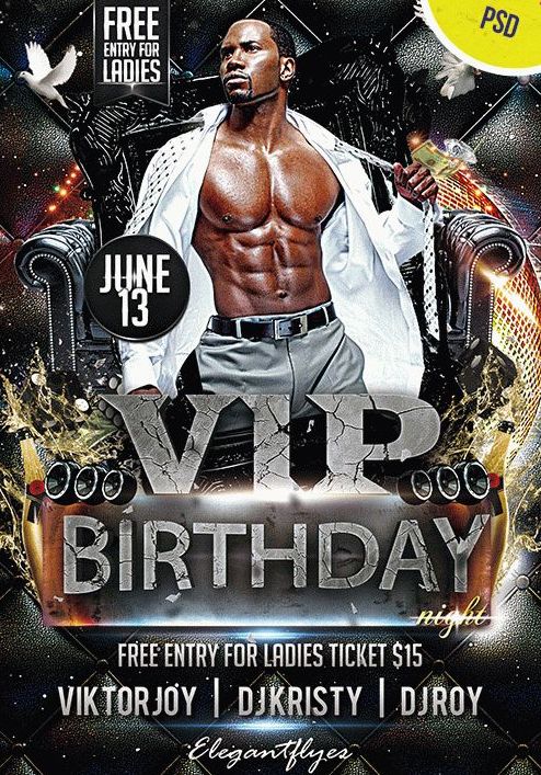 Party for VIP Birthday Night PSD Flyer