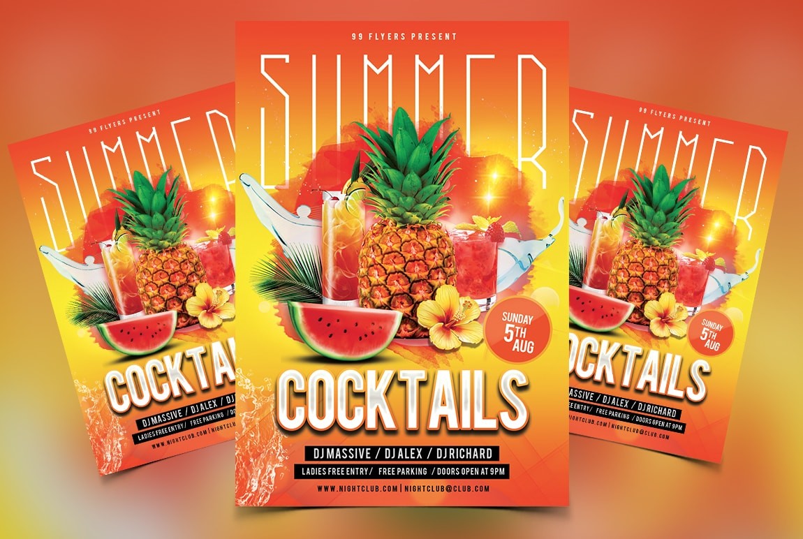 Summer Cocktails Free PSD Flyer Template
