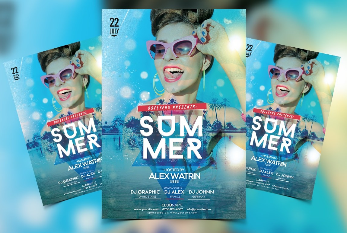 Summer Party Free PSD Flyer Template