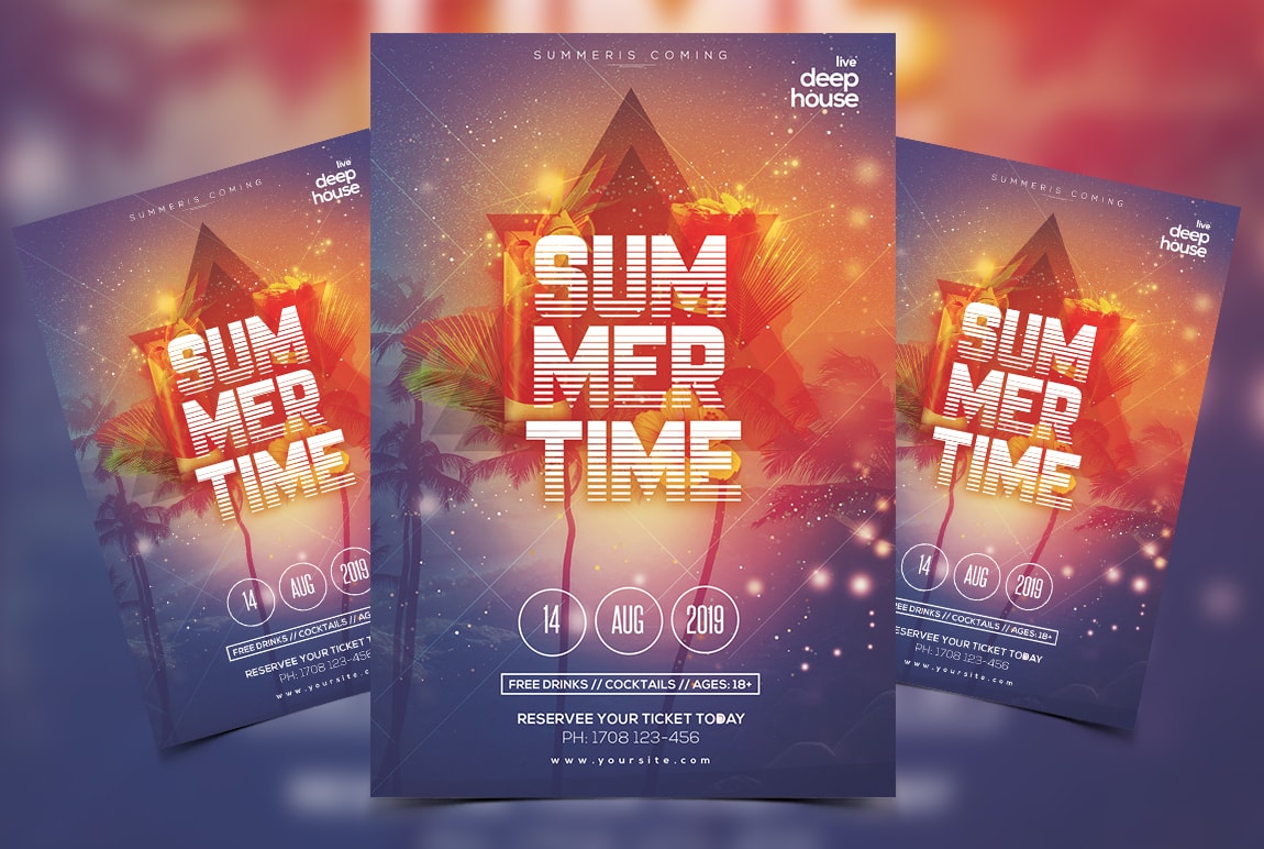 Summer Time Free PSD Flyer Template