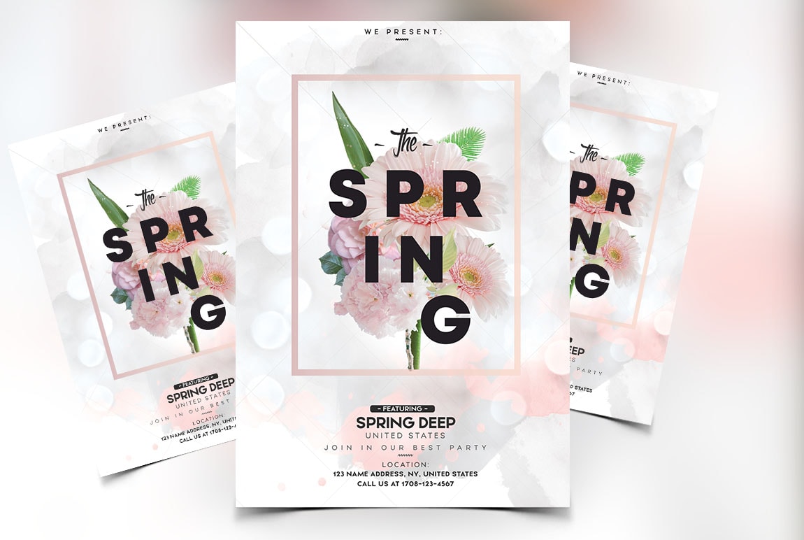 White Spring Free PSD Flyer Template