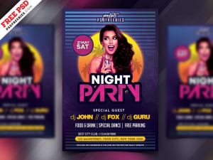 Cosmic Club Party Free Flyer Template (PSD) - PSDFlyer