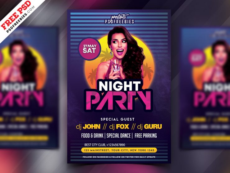 80's Party PSD Free Flyer Template
