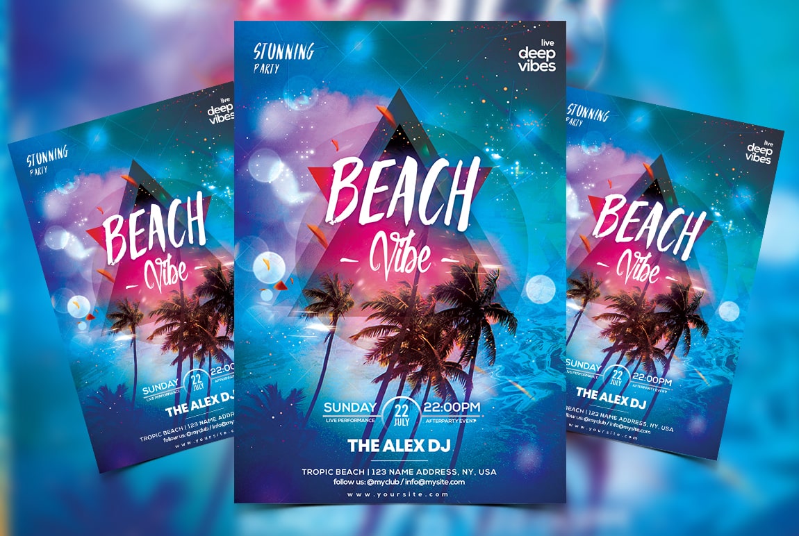Beach Vibes Party Free PSD Flyer Template