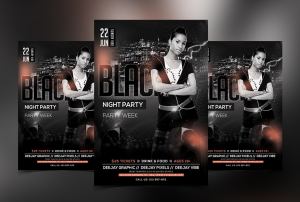 Black Night Party PSD Free Flyer Template