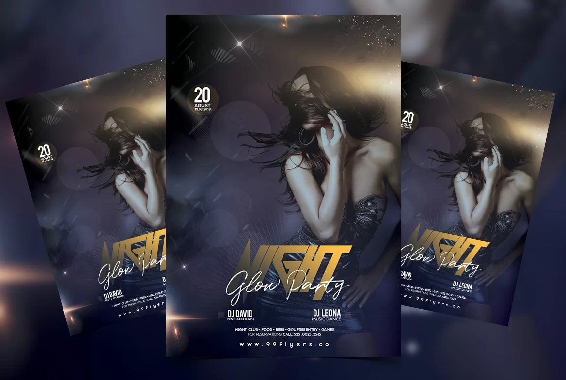 Glow Night Party Free PSD Flyer Template