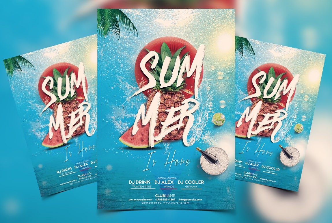 Summer Is Here Free PSD Flyer Template