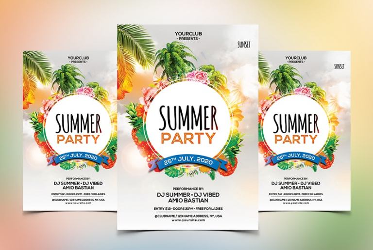 The Summer Party PSD Free Flyer Template - PSDFlyer