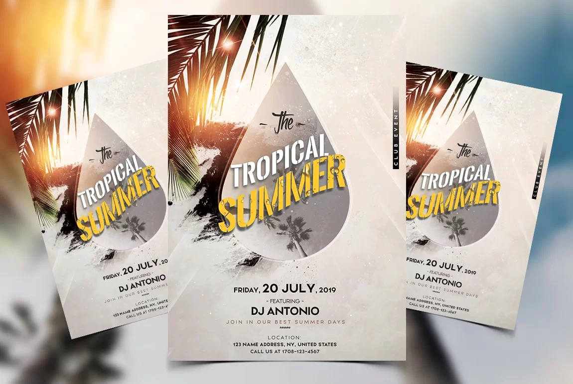 Tropical Beach Party Free PSD Flyer Template