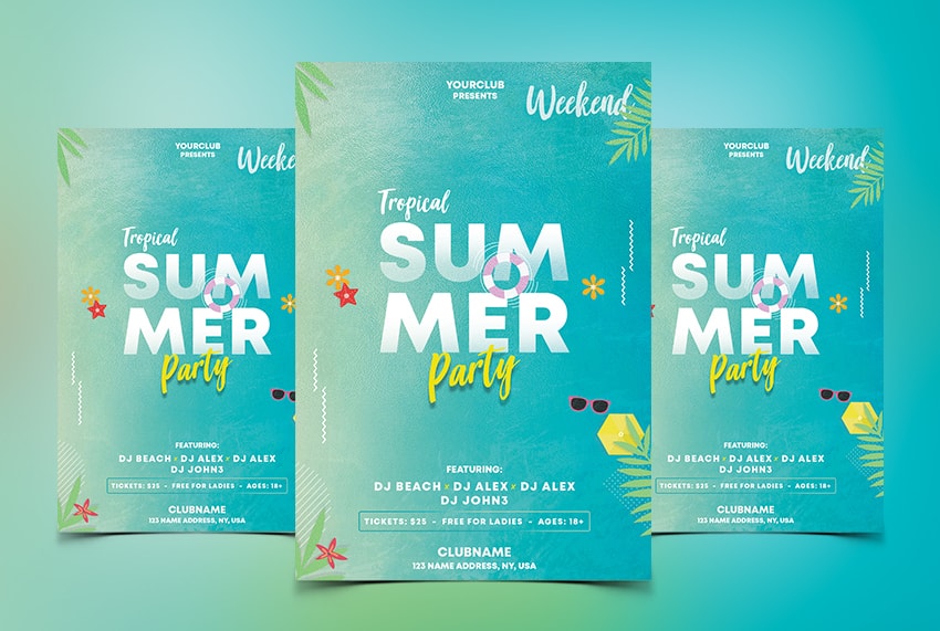 Tropical Weekend - Free Summer PSD Flyer Template