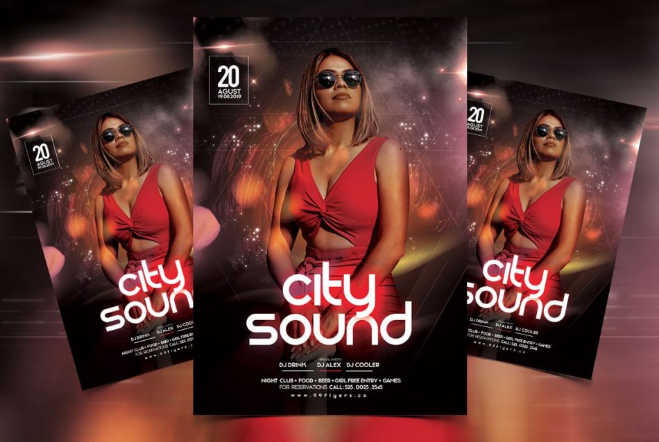 City Sound - Party Free PSD Flyer Template