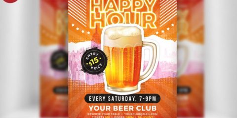 Happy Hour Beer Free PSD Flyer Template