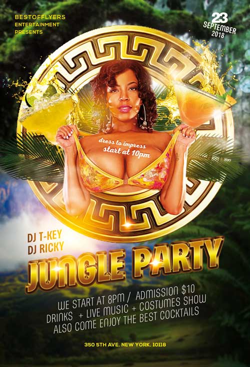 Jungle Summer Party Free PSD Flyer Template