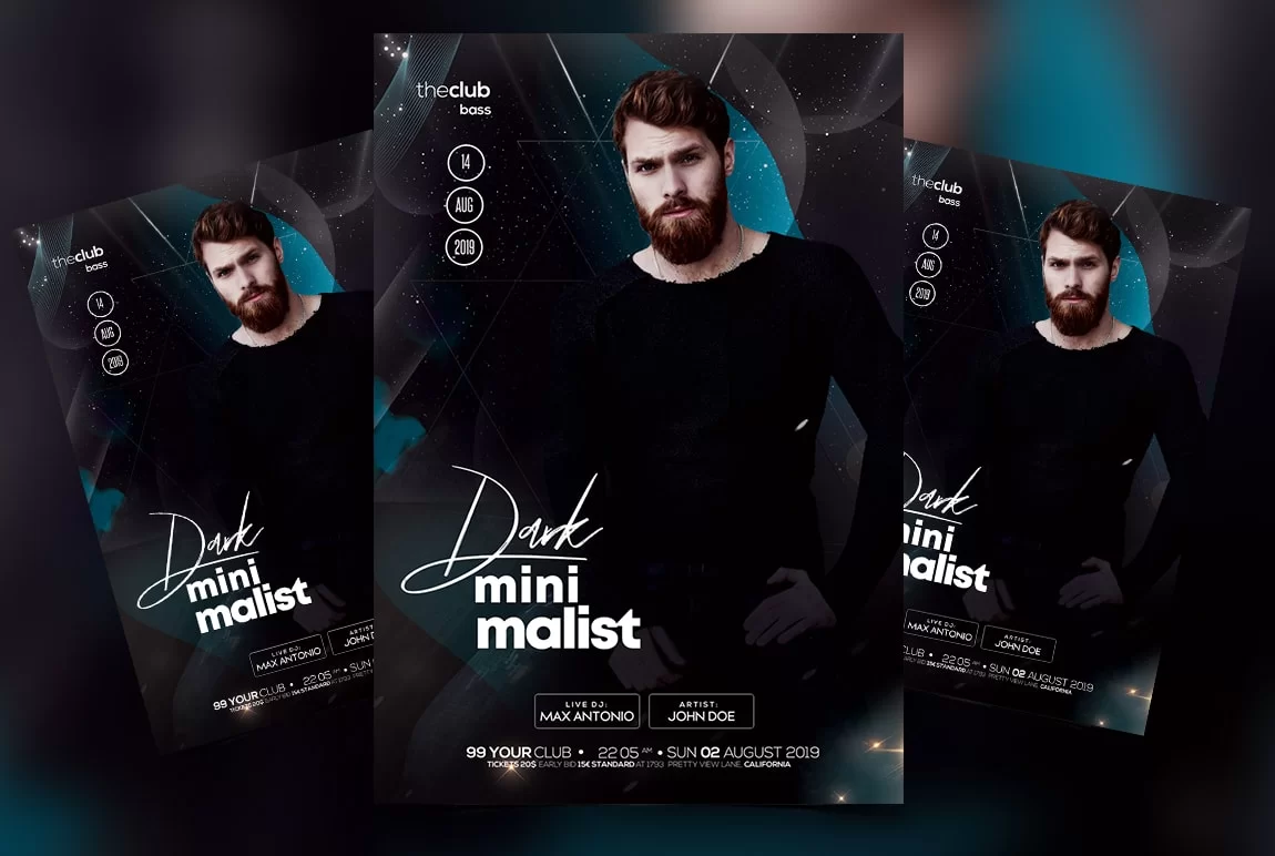 Minimalist Dark Party Free PSD Flyer Template