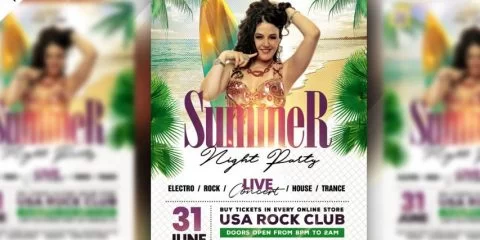 Party in Beach - Free Summer PSD Flyer Template