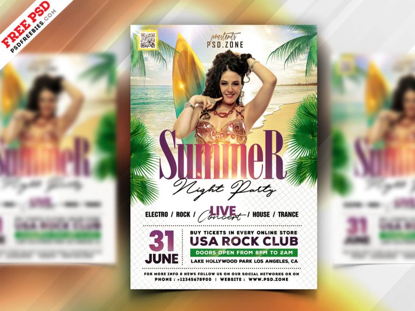 Party In Beach Free Summer Psd Flyer Template Psdflyer