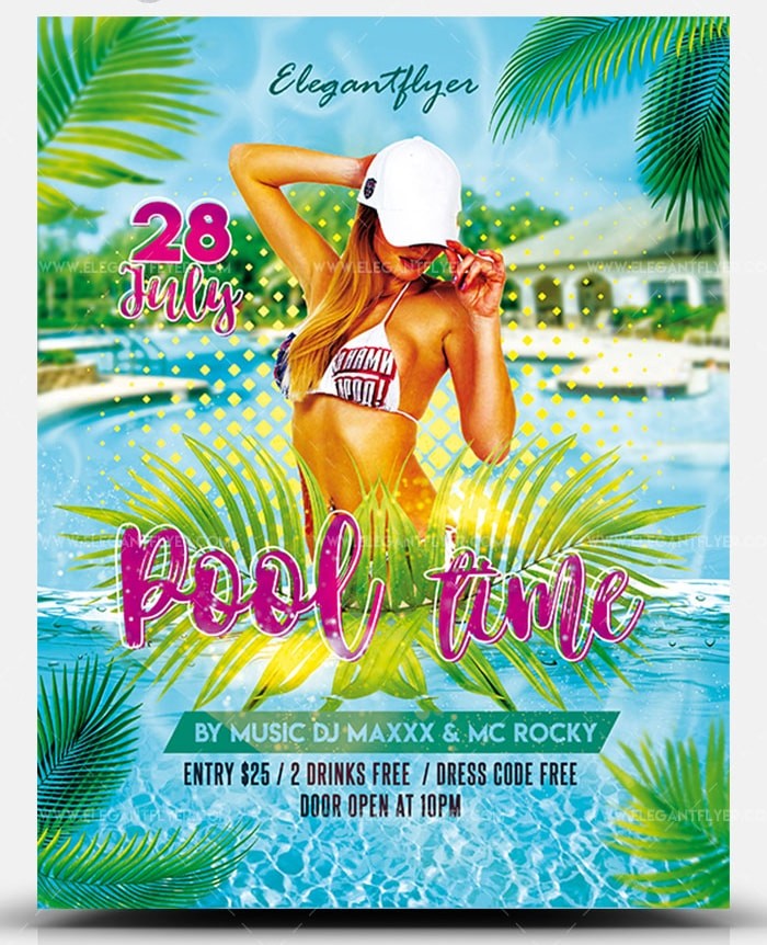 Pool Day PSD Free Flyer Template