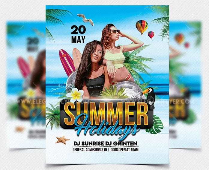 Summer Holidays PSD Free Flyer Template