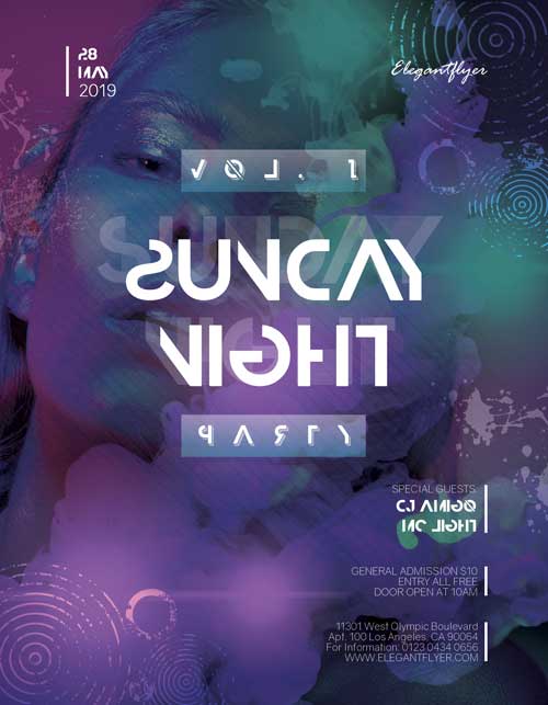 Sunday Party Night PSD Free Flyer Template