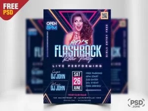 80's Electro Retro Party PSD Flyer Template