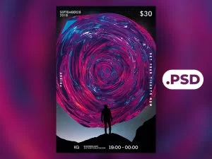 Abstract Party PSD Free Flyer Template