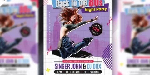 Back to 80's Free Retro PSD Flyer Template