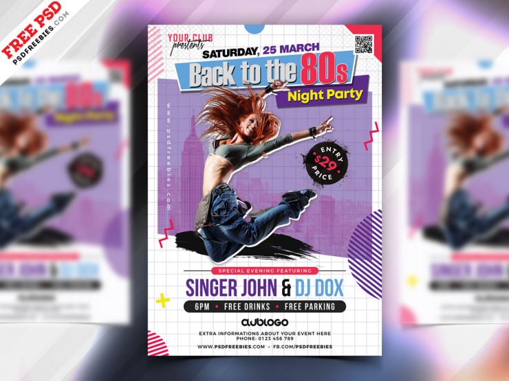 Back to 80's Free Retro PSD Flyer Template