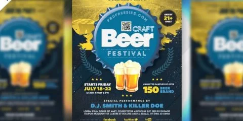 Beer Festival Celebration PSD Free Flyer Template