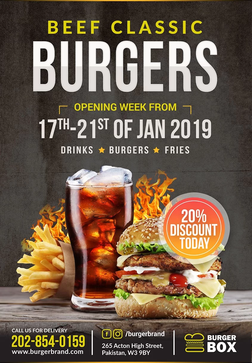 Burger Classic PSD Free Flyer Template