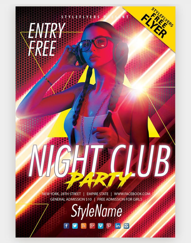 DJ Club Night Free PSD Flyer Template - PSDFlyer