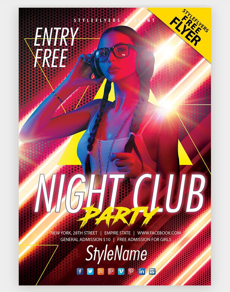 DJ Club Night Free PSD Flyer Template PSDFlyer