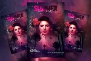 Girls Party in Summer PSD Free Flyer Template