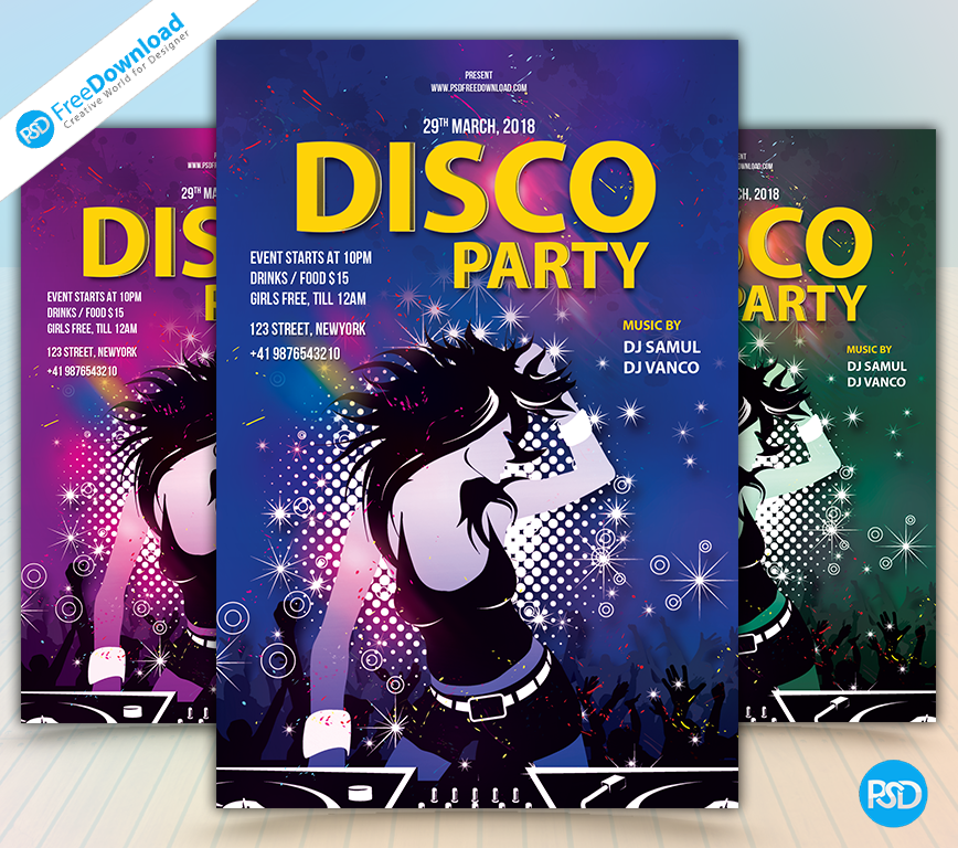 Party Disco PSD Free Flyer Template