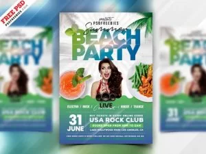 Party in Beach PSD Free Flyer Template