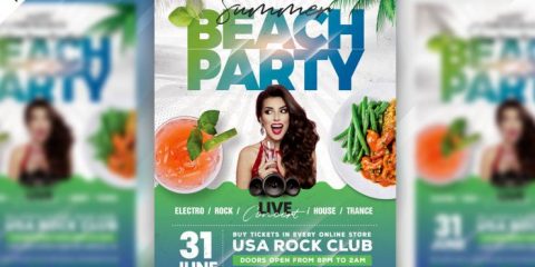 Party in Beach PSD Free Flyer Template
