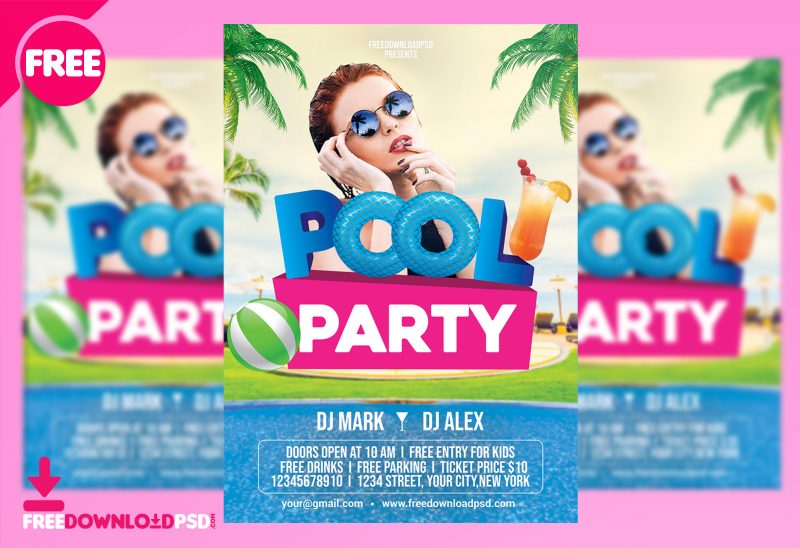 Pool Party Free Summer PSD Flyer Template